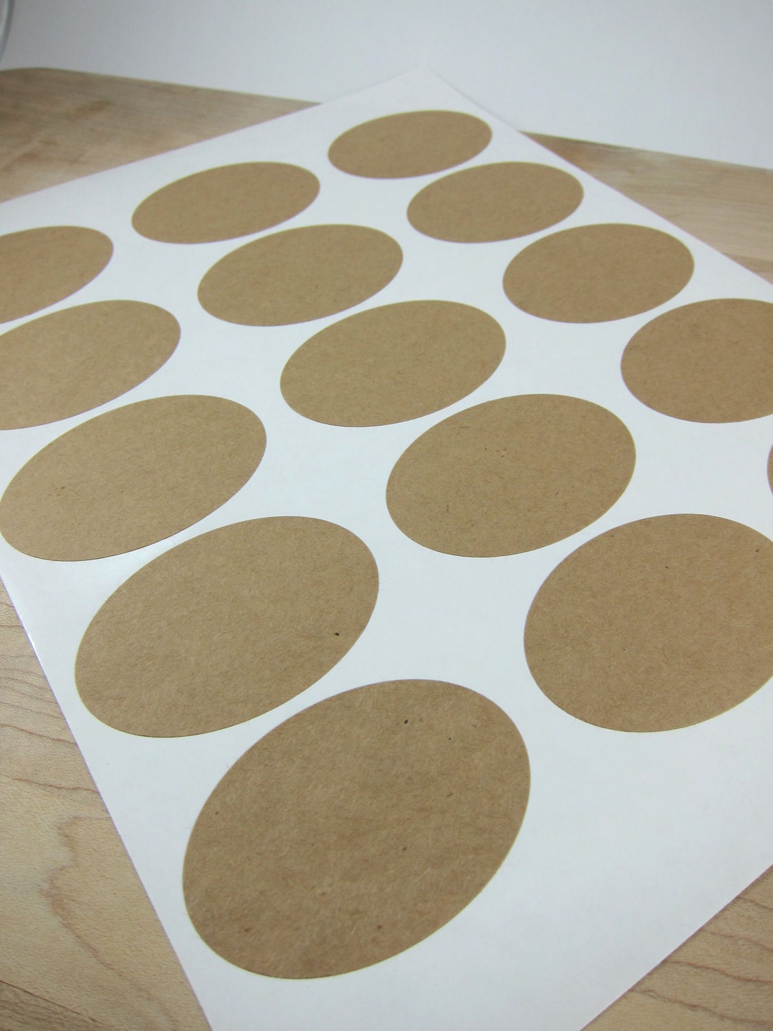 15 Oval Kraft Stickers Labels - 2.5" x 1.75" Printable