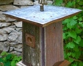 The Flat Top: Arts and Crafts/Craftsman Style Birdhouse From Reclaimed Barn Wood and Metal Roofing--MADE TO ORDER