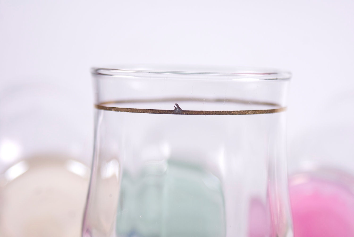 Vintage pastel glasses. Set of six.