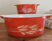 Vintage Pyrex Autumn Harvest Casserole Dish Set of 2 - 1 quart and 2 1/2 quart