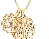 Personalized Mother-Child Monogram 1"(Order Any Initials) - Sterling Silver & 24K Gold