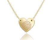 Monogram Heart Necklace 1.5"(Order Any Initials) - 14K Gold Filled