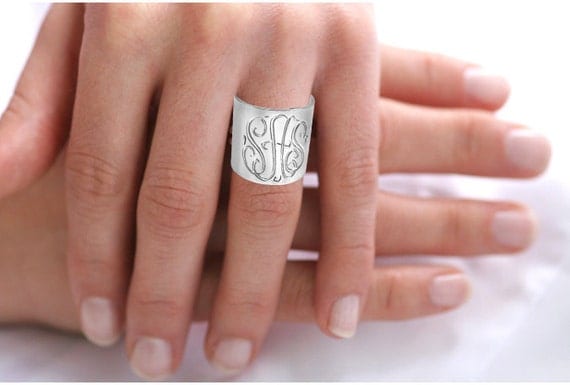 Personalized Monogrammed Ring (Order Any Name) - Sterling Silver