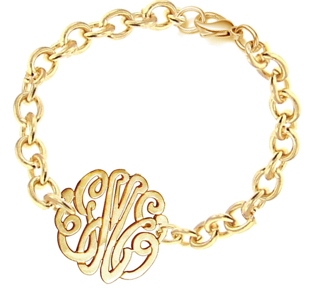 Monogrammed Initials Bracelet Small (Order Any Initials) - with Gold Overlay