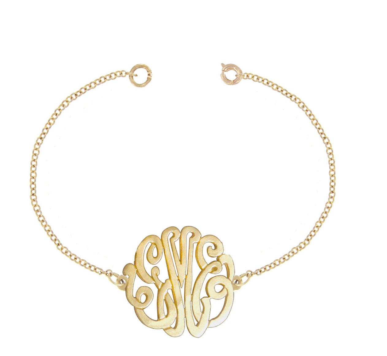 Monogram Bracelet Sterling Silver w/ 24k Gold Overlay (Personalize It with Your Initials)