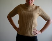 Tan Short Sleeved Sweater Knit Top