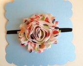 Orange Polka Dot Shabby Chic Chiffon Flower Headband- Baby Headband Toddler Headband Newborn Headband, Halloween