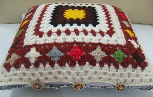 Crochet pillow case with poly inside / crochet cushion cover / granny square pillow