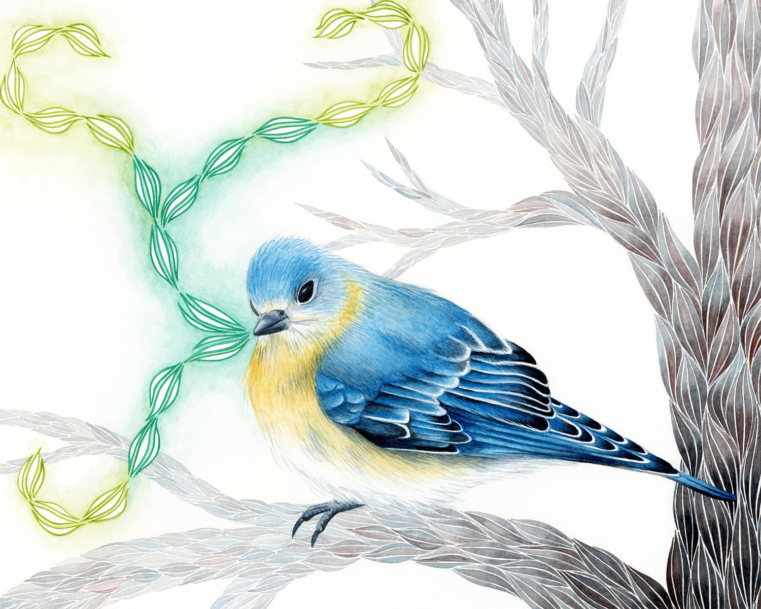 Eastern Bluebird, 8x10 Giclee Print of an Original Watercolor Painting