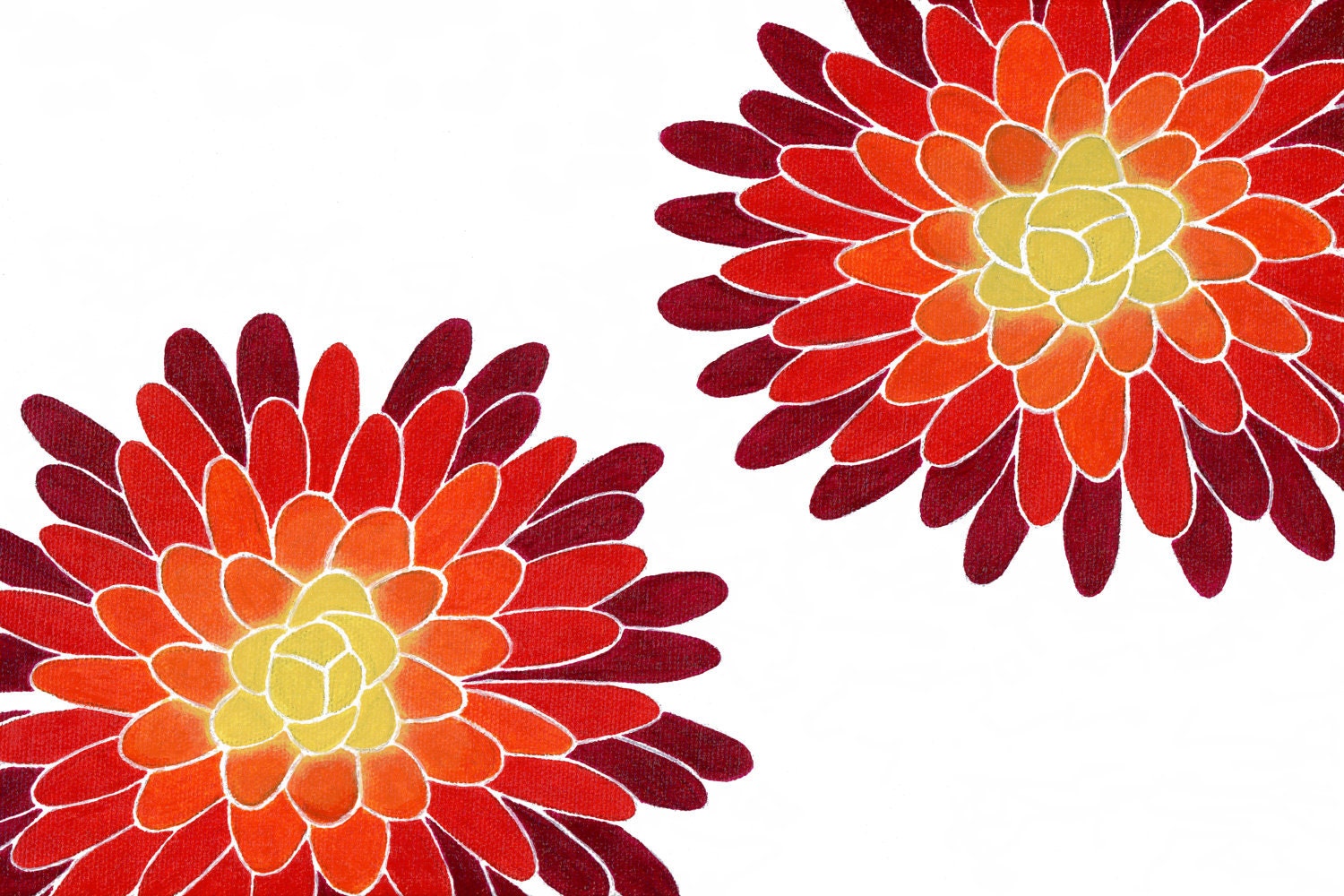 Small Giclee Print of an Original Acrylic Painting, Ombre Mums