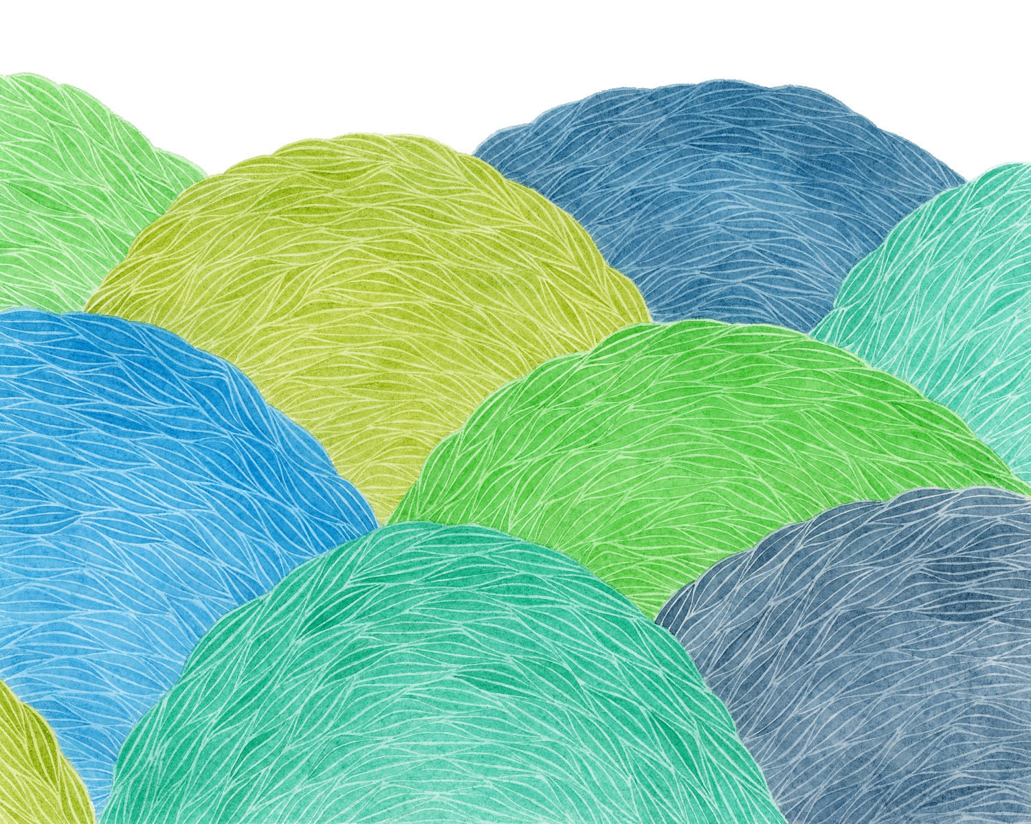 Rolling Hills, Archival Print of an Original Watercolor Painting