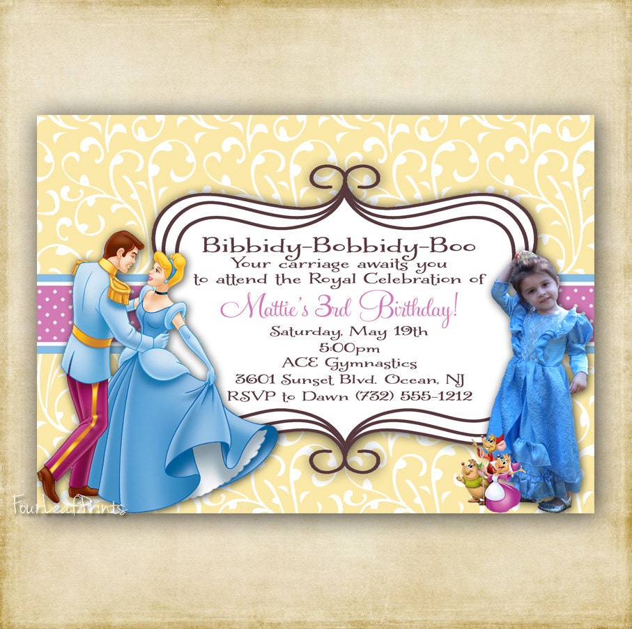 Cinderella and Prince Charming - Photo Birthday Party Invitation - Printable 4x6 or 5x7