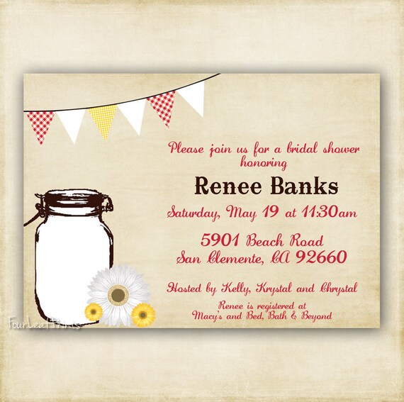 Country Sunflower - Shower or Birthday Invitation - Printable DIY 4x6 or 5x7