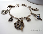 Mockingjay bird Charm Bracelet Mockingjay and Katniss's bow and arrow charms bracelet BHG05