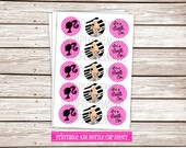 I'm a Barbie Girl Pink & Zebra Print DIY 1" Bottle Cap Printable Image Sheet 4x6 Il_170x135