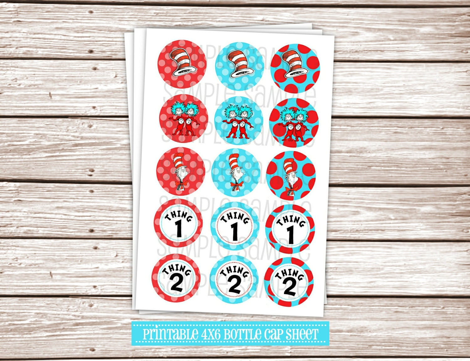 Dr. Seuss Inspired DIY 1" Bottle Cap Printable Image Sheet 4x6 Il_570xn