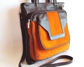 Leather Messenger Bag Cross Body-Classic Handbag Orange Brown Vintage Inspired Bag School bag