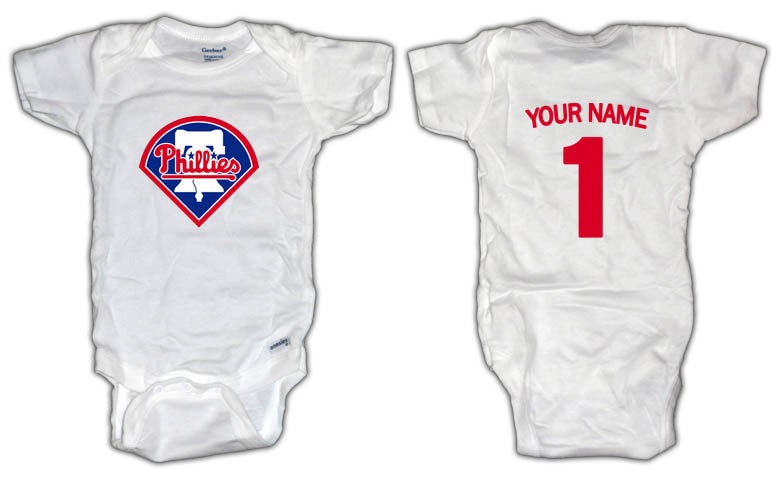 Baseball Philadelphia Phillies ONESIE with custom name. Baby/Toddler sizes.