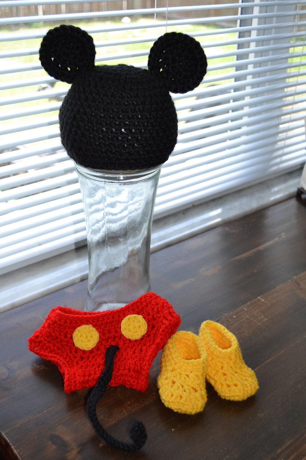 ON SALE Mickey Mouse Diaper Cover, Hat, and Slippers