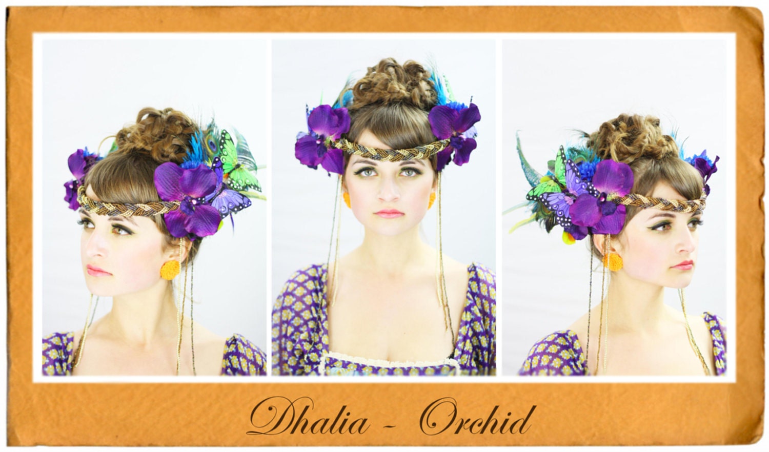 Dhalia Orchid - Bohemia Couture Hair Adornment , Headdress , Costume , Headband , Hat , Headpiece