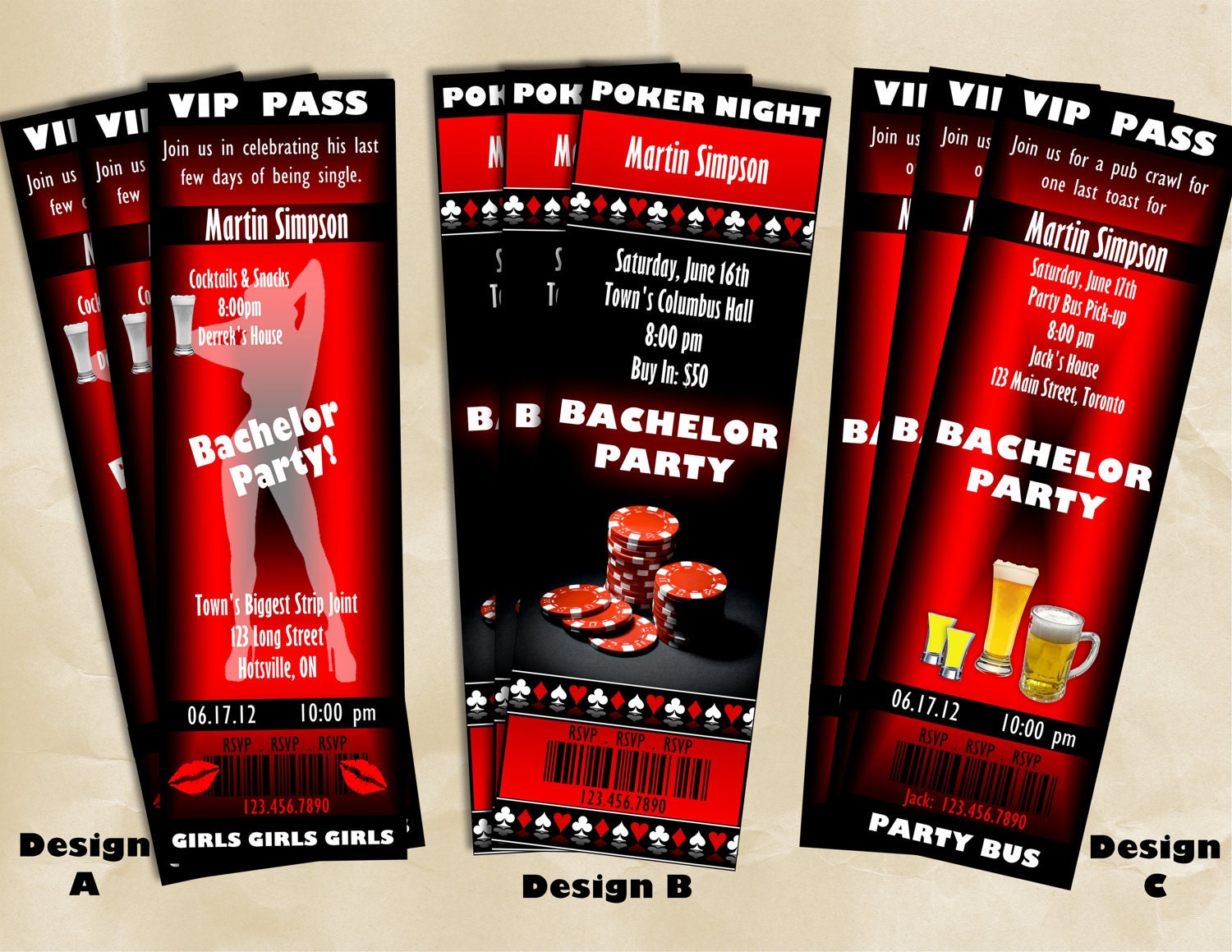 Stag Ticket Examples