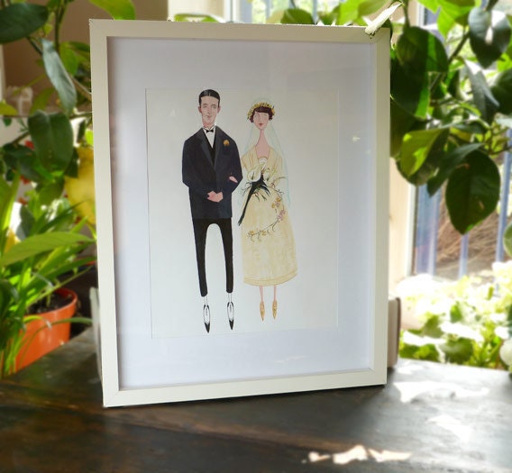 Custom Wedding Portrait - English Rose, Orchid, Vintage, Dapper