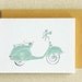 SALE Vespa Mint Green - Illustration Set of 8 Cards