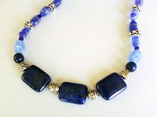 Handmade Beaded Necklace in Blues