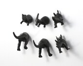 6 piece Dinosaur Magnet Set - Jet Black Dinosaurs - Kitsch gift