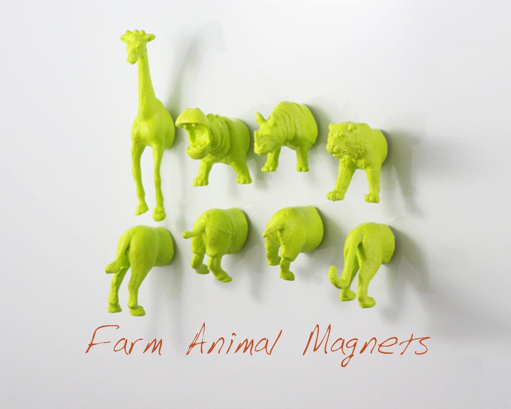 Chartreuse Jungle Magnets - 8 piece set in Apple Green - Party Favors