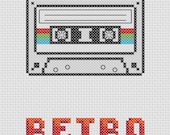 Retro Cassette Cross Stitch Pattern (Printable PDF) - Immediate Download from Etsy - Vintage / Music Tape