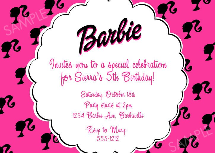 Barbie Invitations Printable