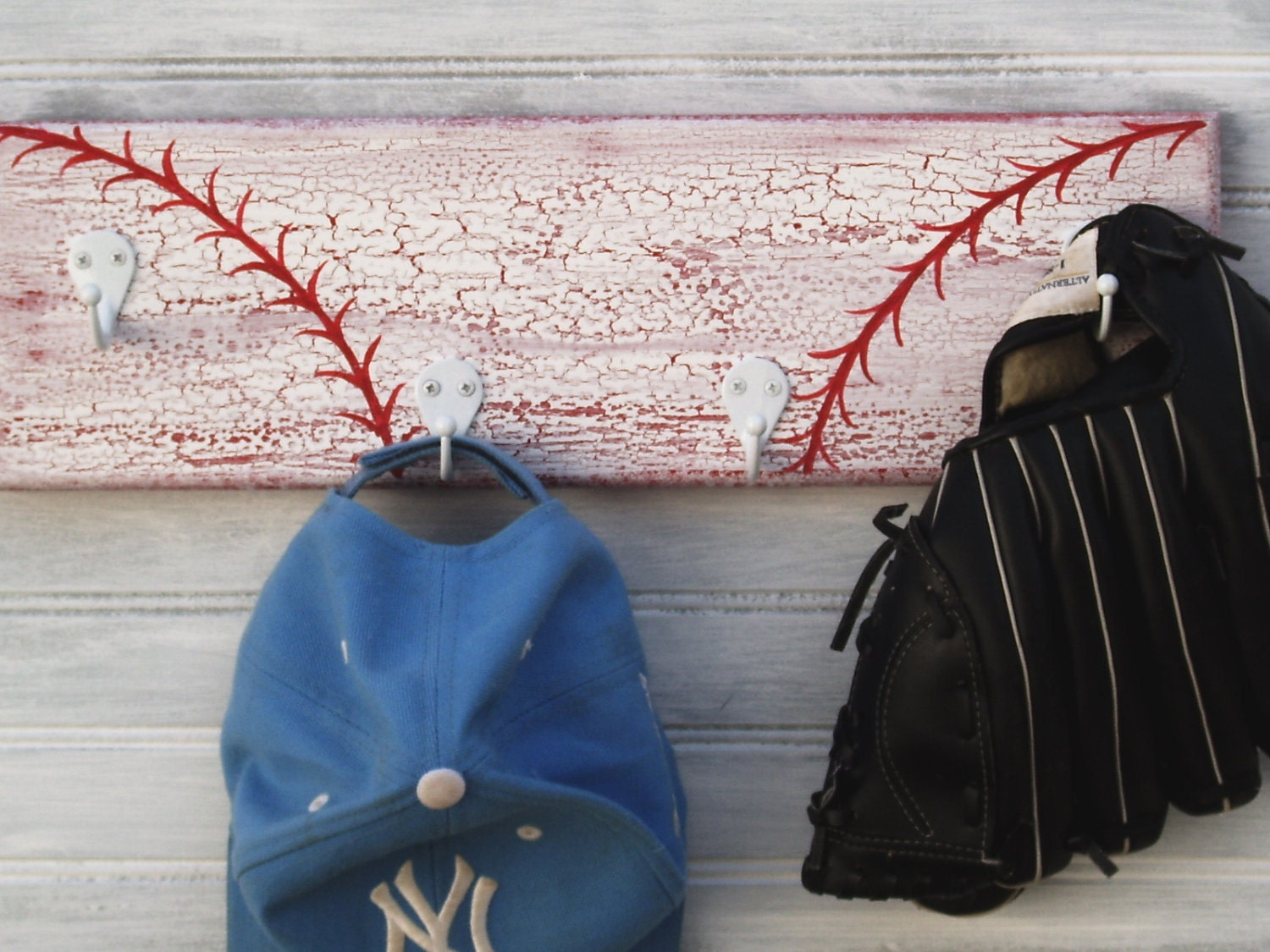 Baseball Softball Player Hanger 4 Hook Rack Back To School Kids Room Decor Handpainted Custom Team Color Personalized Name Number