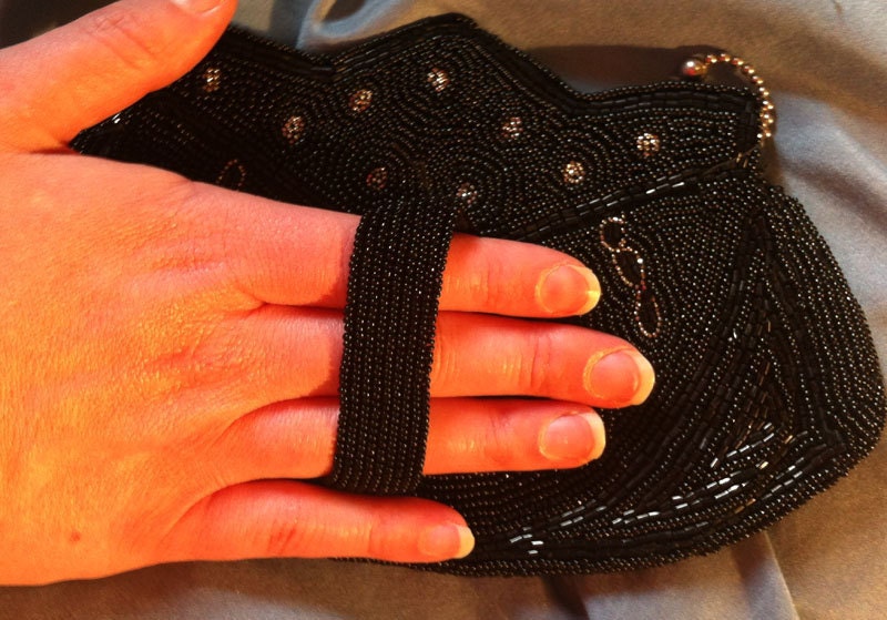 Black Beaded Flapper Clutch: Made in Belgium