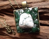 Tree Agate and Green Adventurine Crystal Necklace