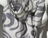 Manhattan Modern/ Gray and White SILK SCARF. Hand Painted Silk Scarf by New York artist Joan Reese.  Wear as shawl, wrap, sash.../100% Silk
