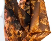 Antique Brass/Smokey Black/  one of a kind SILK SCARF. Hand Painted Silk Scarf by New York Artist Joan Reese/ 100% Silk/Square Scarf