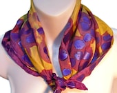 Metallic Purple Royal /  one of a kind SILK SCARF for Women. Silk Scarf Hand Painted by New York Artist Joan Reese/ 100% SILK/ Square Scarf