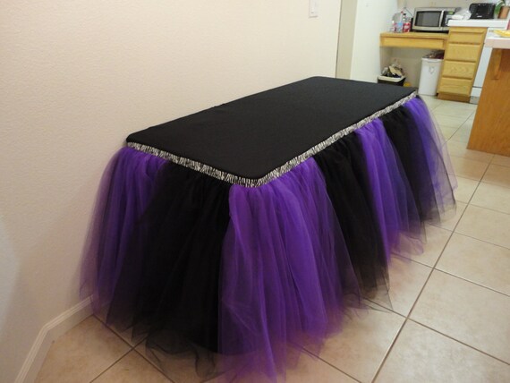 Purple Black and Zebra Table Tutu Skirt Il_570xn