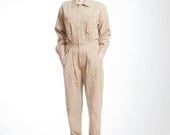 1980's Khaki Button-Down Romper