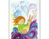 Just Wash Away - Original ACEO painting watercolor Lauren Alexander