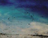 Spiritual Art Photograph - Meditational Sky - Zen Art Print, Ultramarine Blue, White Clouds, Wall Art, 5X7
