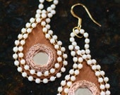 Mirror, Leather, Rhinestone Indian Henna Inspired Paisley Earrings