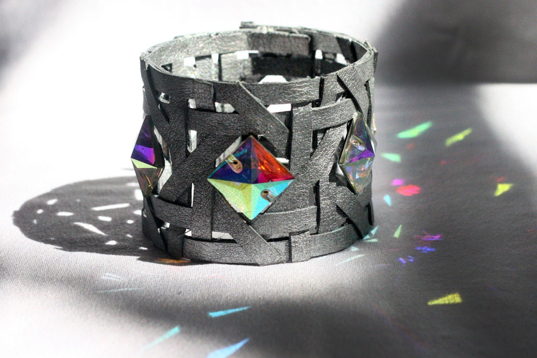 Japanese Bamboo Weave Crystal Cuff