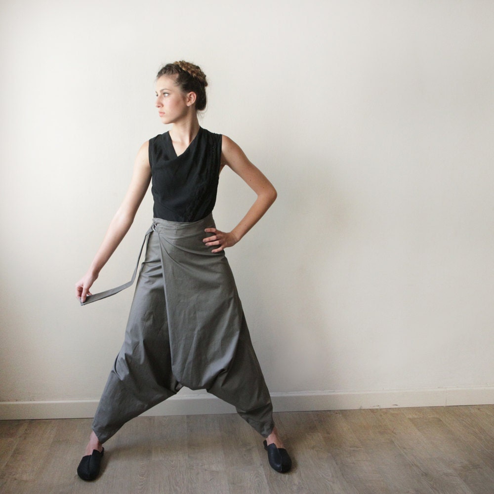 Women Pants Oversize Gray - CIPORKIN