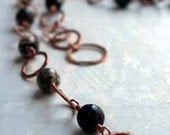 Handcrafted Copper Necklace Bracelet Earrings Set, Plum Jasper Gemstone Beads, Handmade Clasp, Handmade Ear Wires