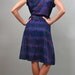 70s Sheer Purple Print Faux Wrap Dress. Size Small