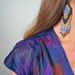 70s Sheer Purple Print Faux Wrap Dress. Size Small