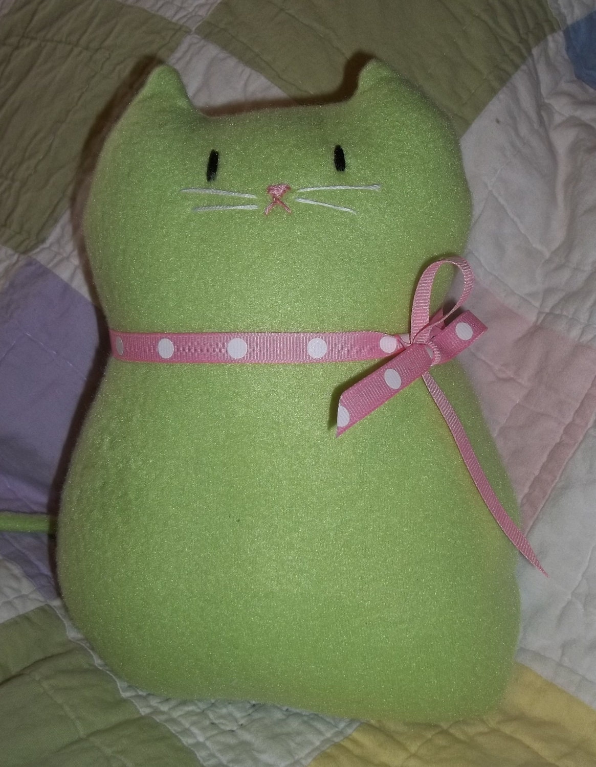 Green Cat Pillow Plush Softie
