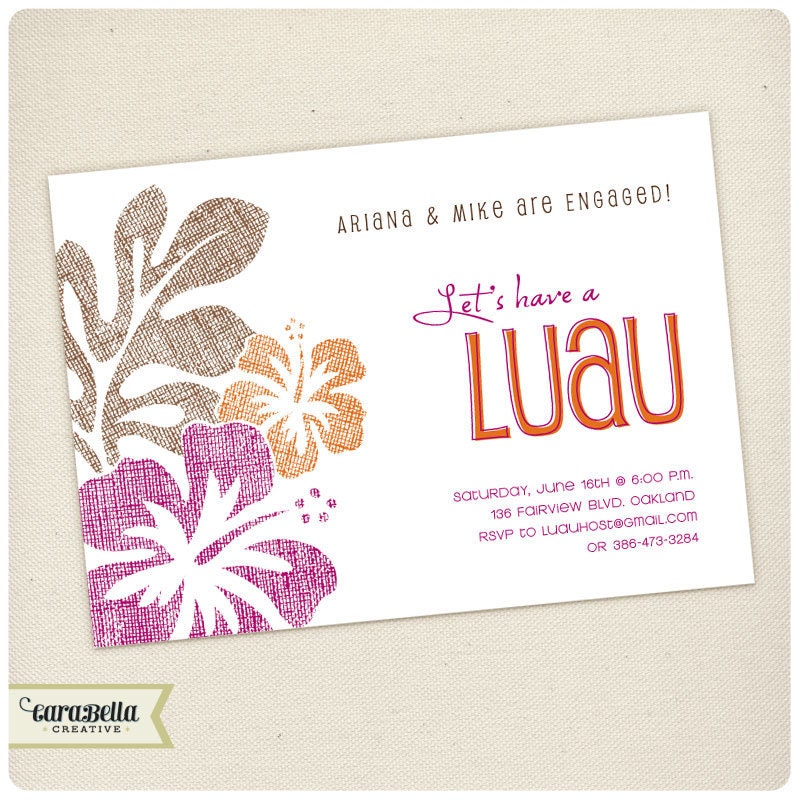 Tropical Luau Invitation, Birthday, Engagement, Bridal Shower, Housewarming, Printable